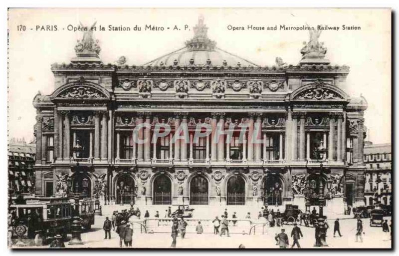 Old Postcard Paris Opera and the Metro Station