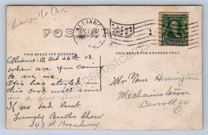 K11/ Louisville Ohio RPPC Postcard c1910 Trolley Streetcar Bridge Tracks  13