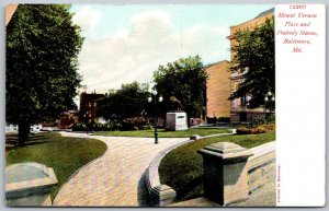 Baltimore Maryland c1906 Postcard Mount Vernon Place and Peabody Statue
