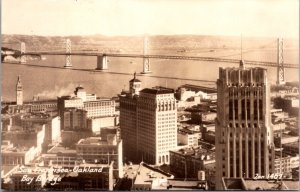 Real Photo Postcard Overview of Bay Bridge, San Francisco and Oakland California