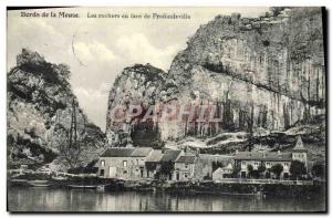 Old Postcard Bords De La Meuse Rocks In Front Of Profondeville