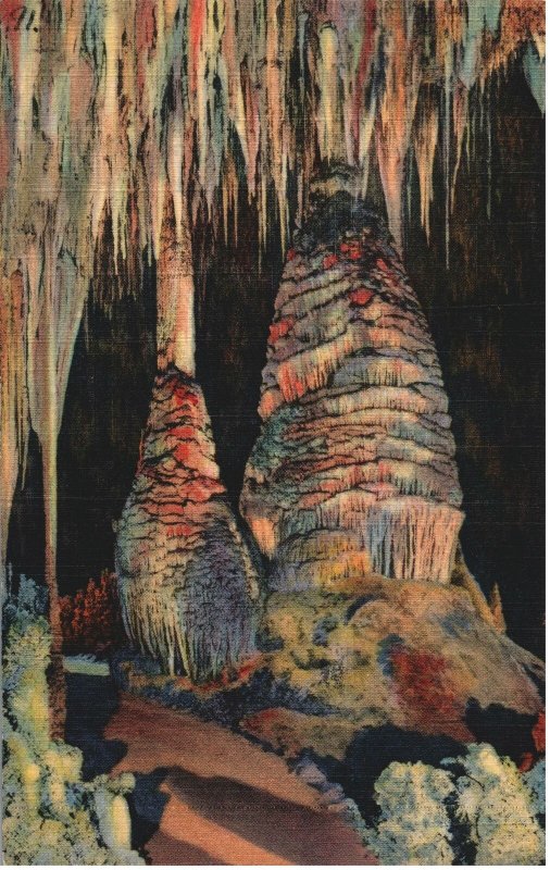 Vintage Postcard Stalagmites SUN Temple Carlsbad Caverns New Mexico ...