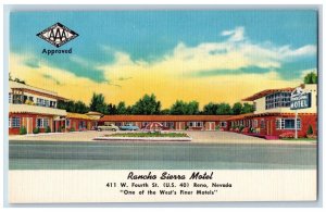 Reno Nevada NV Postcard Rancho Sierra Motel Exterior View Building c1940 Vintage