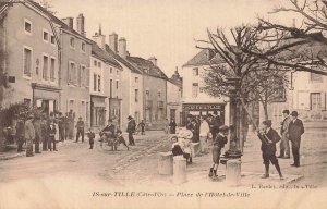 Is-sur-Tille France Place de l'Hôtel-de-Ville Vintage French Postcard