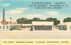 Downtown Motel roadside 1940s Postcard North Little Rock Arkansas 12835