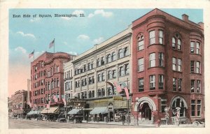 c1920 Postcard, Bloomington IL Town Square, German American & McLean Co. Banks