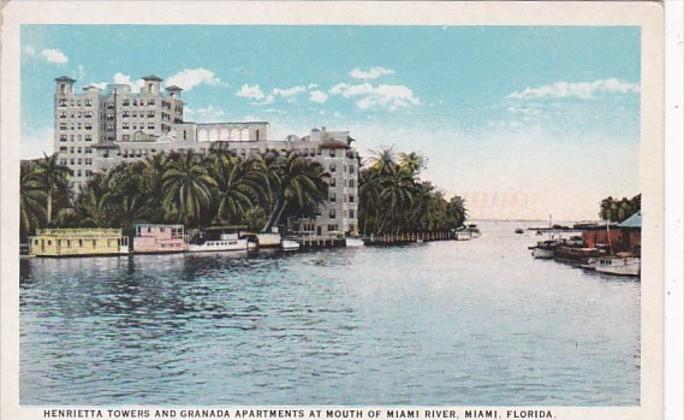 Florida Miami Henrietta Towers and Granada Apartments At Mouth Of Miami River...