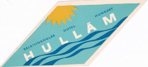 Hungary Balatonboglar Hotel Hullam Vintage Luggage Label sk3844