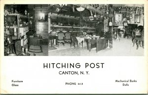 Vtg Advertising Postcard Canton NY Hitching Post Furniture Dolls Mechanical Bank