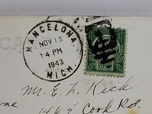 Vintage Postcard White Tail Buck Mancelona Michigan 1943 RPPC