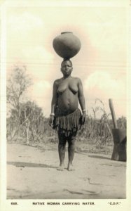 South Africa Native Woman Carrying Water Zulu RPPC 05.52