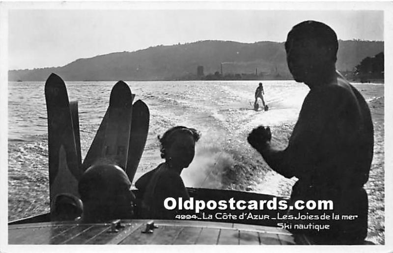 La Cote d'Azur Les Joies de la mer Ski Nautique Real Photo Water Skiing Unused 