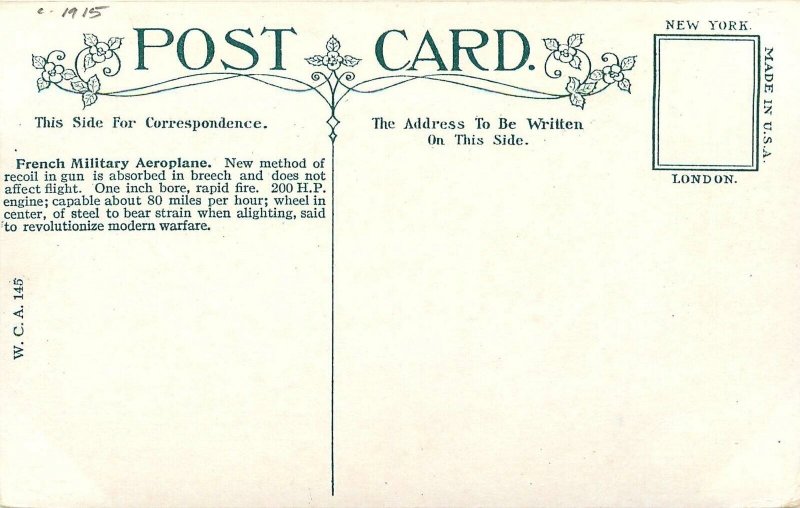 Postcard C-1915 French Miliary Aeroplane Transportation TR24-1734