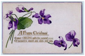 c1910's Christmas Purple Flowers Sacramento California CA Tuck's Posted Postcard