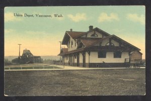 VANCOUVER WASHINGTON RAILROAD DEPOT TRAIN STATION VINTAGE POSTCARD