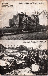 USA Omaha Tornado Scene Ruins Sacred Heart Convent, Lincoln Blvd Nebraska C001