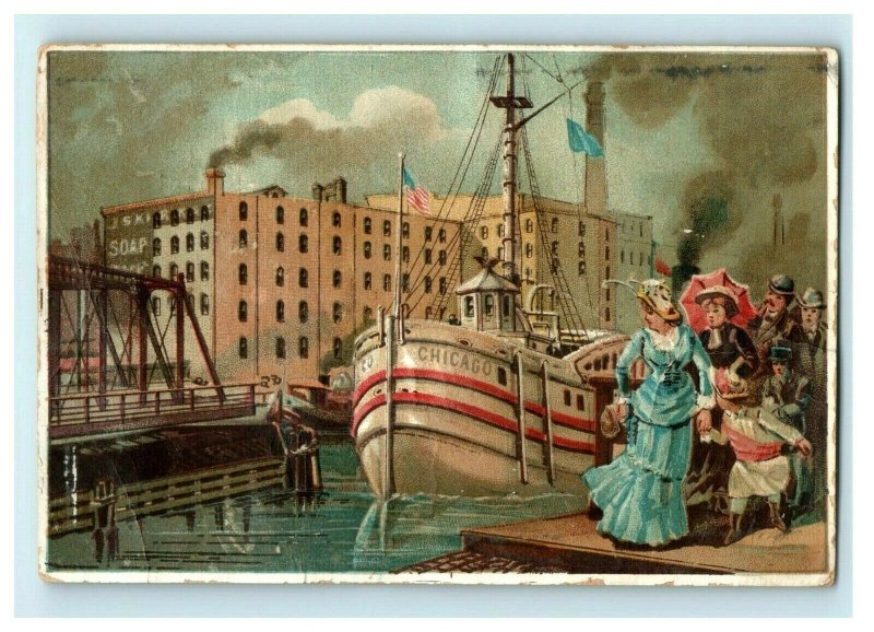 1880s American Family Soap James S Kirk Chicago Docks Shipyard Scene P230