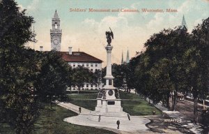 WORCESTER, Massachusetts, PU-1908; Soldiers' Monument and Common