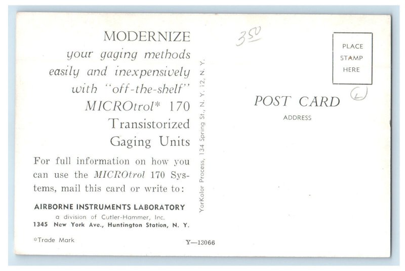 c1950s Transistorized Indicator, Airborne Instruments Laboratory NY Postcard