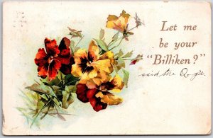 1910's Pansies Flower Bouquet Birthday Greetings & Wishes Card Posted Postcard