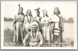 INDIAN PRINCESSES & CHIEF POOLAW VINTAGE REAL PHOTO POSTCARD RPPC