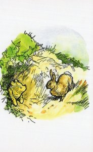 Rabbit Meets Winnie The Pooh Stuck Book Postcard