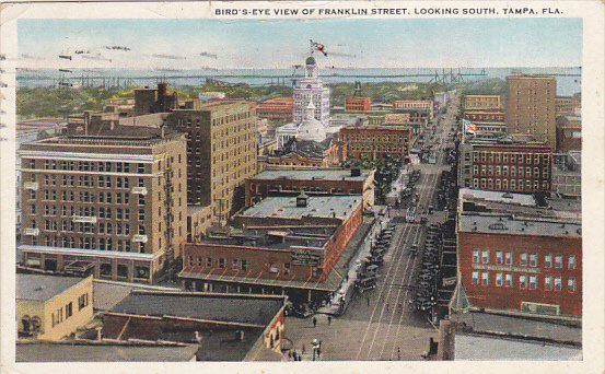 Florida Tampa Birds Eye View Of Franklin Street Looking South 1928 Curteich