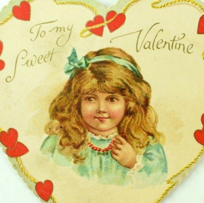 1880's Lovely Ernest Nister Bavaria Die Cut Valentine Heart Victorian Card F92