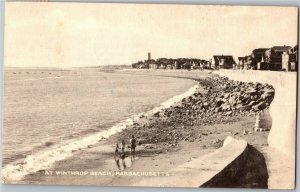 View at Winthrop Beach MA c1951 Surf Beach Vintage Postcard V23