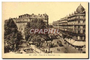 Old Postcard Lyon Place de la Republique