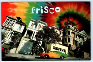 SAN FRANCISCO, California CA ~ Tie Dye FRISCO Victorian Homes 4x6 Postcard