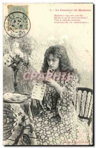 Old Postcard Fantaisie Mail Lady