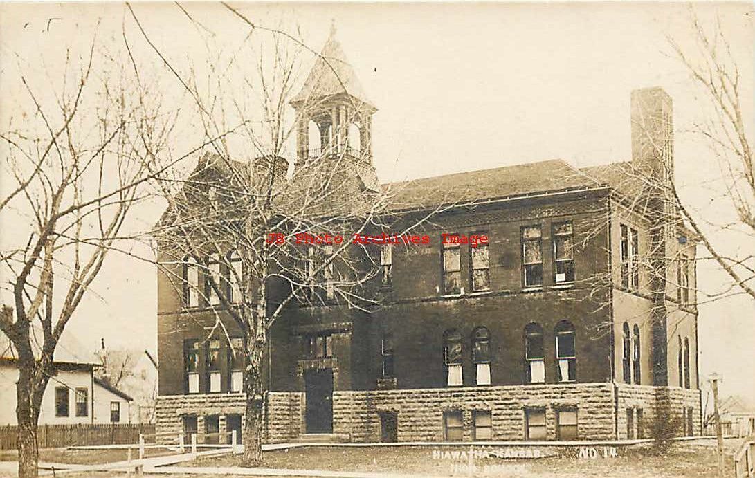 KS, Hiawatha, Kansas, RPPC, High School, Exterior View, Photo No 14