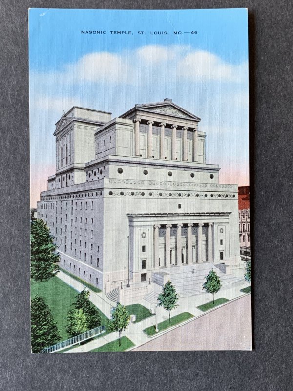 Masonic Temple St. Louis MO Linen Postcard H1345084451