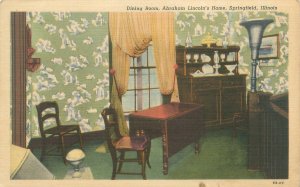 Abraham Lincoln's Dining Room Linen Postcard Unused