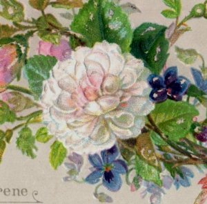 1880s Heavily Embossed Victorian Christmas Card Lovely Flowers Floral F130