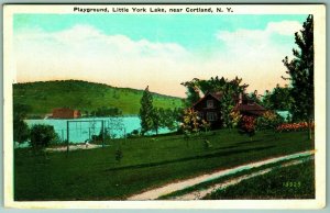 Playground Little York Lake Cortland New York NY UNP Unused WB Postcard F13