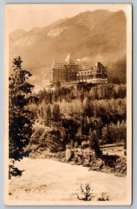 RPPC  CPR Hotel  Bow River  Sulphur Mountain  Canada  Real Photo  Postcard