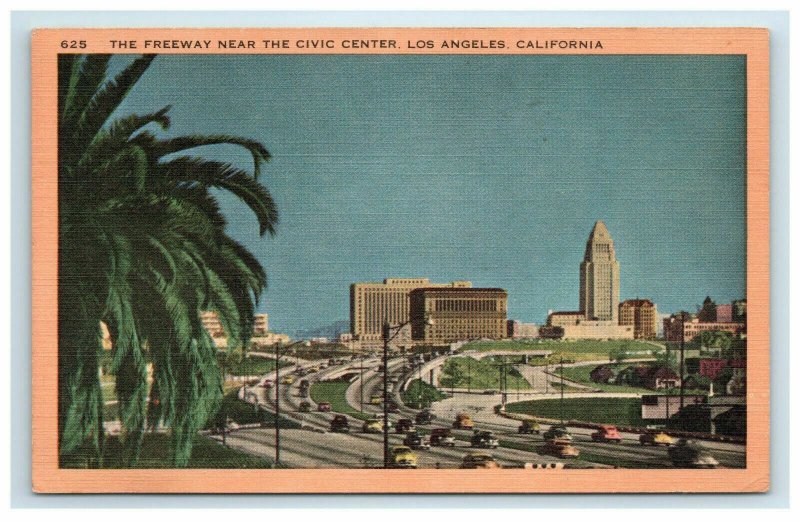 The New Freeway Near the Civic Center Los Angeles CA Postcard California