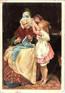 c1880 GREAT ATLANTIC  PACIFIC TEA COMPANY GRANDMOTHER GIRLS AD TRADE CARD 40-96