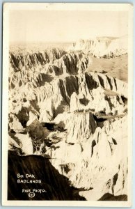 c1930s South Dakota Badlands Real Photo RPPC Postcard Birds Eye Rock Erosion A37