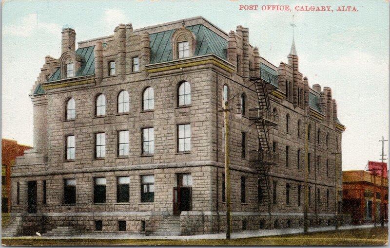 Post Office Calgary AB Alberta Unused Royal Curio & News Postcard E78