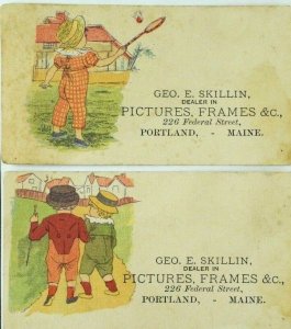 Lot of 6 Geo. E Skillin Pictures Frames & Co. Children Badminton Lakes Lady P84