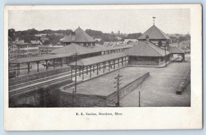 Brockton Massachusetts MA Postcard RR Station Aerial View Railroad Building 1905