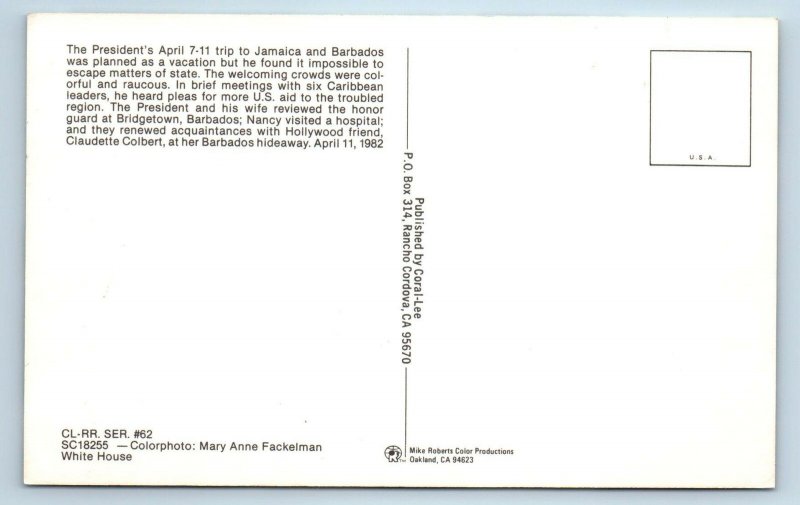 JAMAICA ~ CROWD Welcomes PRESIDENT RONALD REAGAN 1982  Coral-Lee Postcard