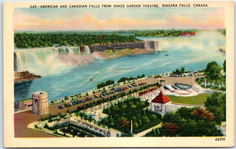 American and Canadian Falls From Oakes Garden Theatre - Niagara Falls, Canada