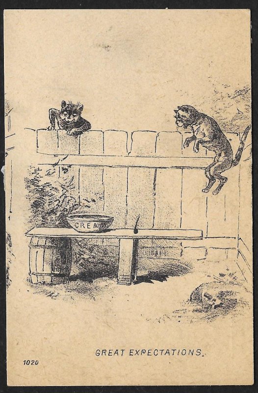 VICTORIAN TRADE CARD Martin Agricultural Implements Cats & Bowl Of Cream Great