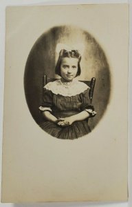 Portrait RPPC Darling Girl Seated Lovely Photo c1900s Postcard R3