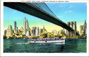 New York City Skyline Through Brooklyn Bridge Arch