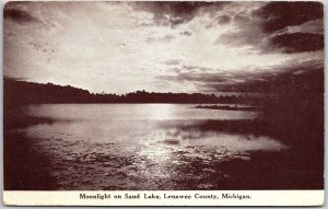 1910's Moonlight on Sand Lake Lenawee County Michigan MI Posted Postcard